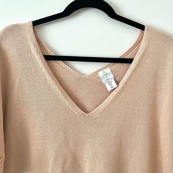 Joie Women's Cotton Peach Pink V-Neck Short Bat Sleeves Knit Sweater Size US XL - Picture 3 of 16